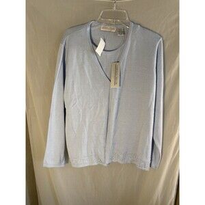Carolyn Taylor Women’s Small Blue Embroidered Cardigan Sweater Set New W/ Tags